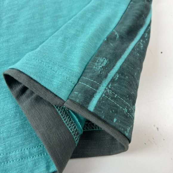 Guess‎ Denim Henley T-Shirt Men's Teal knit Short Sleeve Palm Trees LA Sz L - Picture 10 of 14